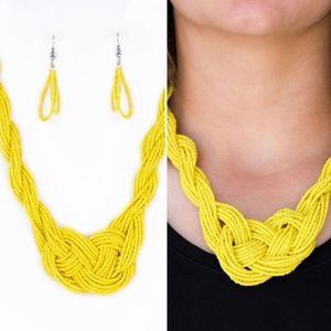 Short Yellow Seed Bead Necklace